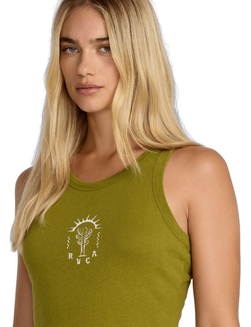 RVCA Women’s Mojave Sunrise Tank - Knit Graphic Tank Top, Moss Green – alternate view 1