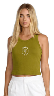 RVCA Women’s Mojave Sunrise Tank - Knit Graphic Tank Top, Moss Green