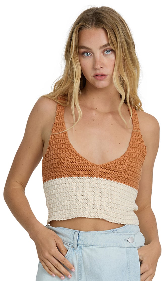 Billabong Anders Women's Sweater Tank - Caramel Cafe
