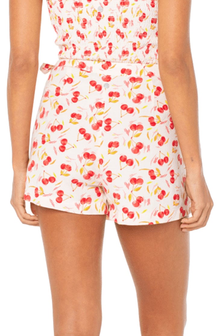 Roxy Women’s Zola Skort - Wrap Front Mini Skirt/Shorts, Hibiscus Cherry on Top – back view