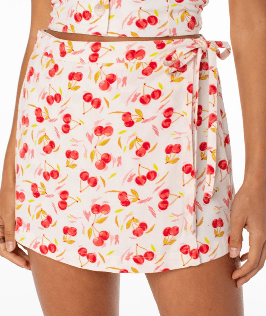 Roxy Women’s Zola Skort - Wrap Front Mini Skirt/Shorts, Hibiscus Cherry on Top – alternate view 1