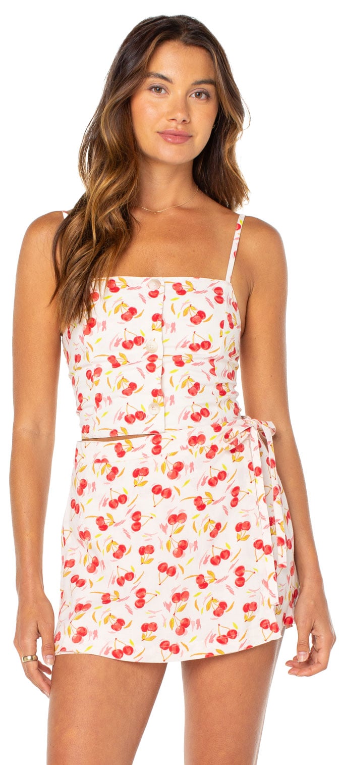 Roxy Women’s Zola Skort - Wrap Front Mini Skirt/Shorts, Hibiscus Cherry on Top – alternate view 2