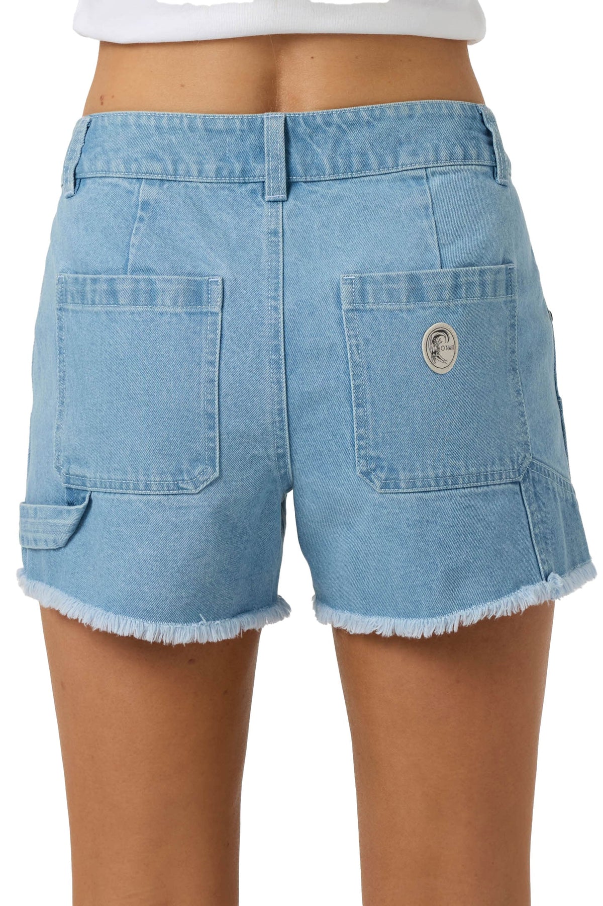O'Neill Women's O'Riginals Harlyn Denim Shorts - Low Rise Utility Shorts, Indigo – back view