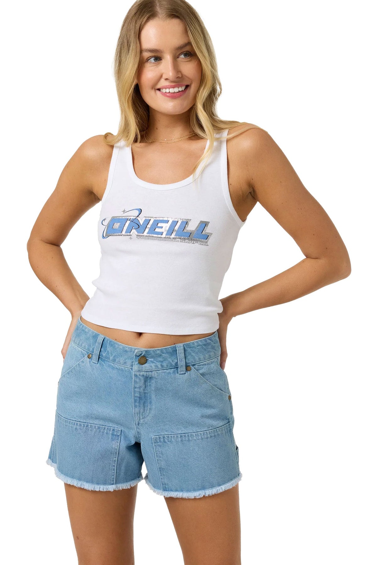 O'Neill Women's O'Riginals Harlyn Denim Shorts - Low Rise Utility Shorts, Indigo – alternate view 1