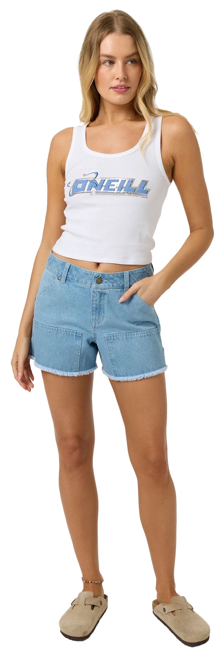 O'Neill Women's O'Riginals Harlyn Denim Shorts - Low Rise Utility Shorts, Indigo – alternate view 3