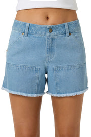 O'Neill Women's O'Riginals Harlyn Denim Shorts - Low Rise Utility Shorts, Indigo