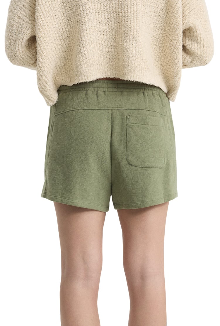 Volcom Lived In Fleece Women's Shorts - Moss Stone – back view