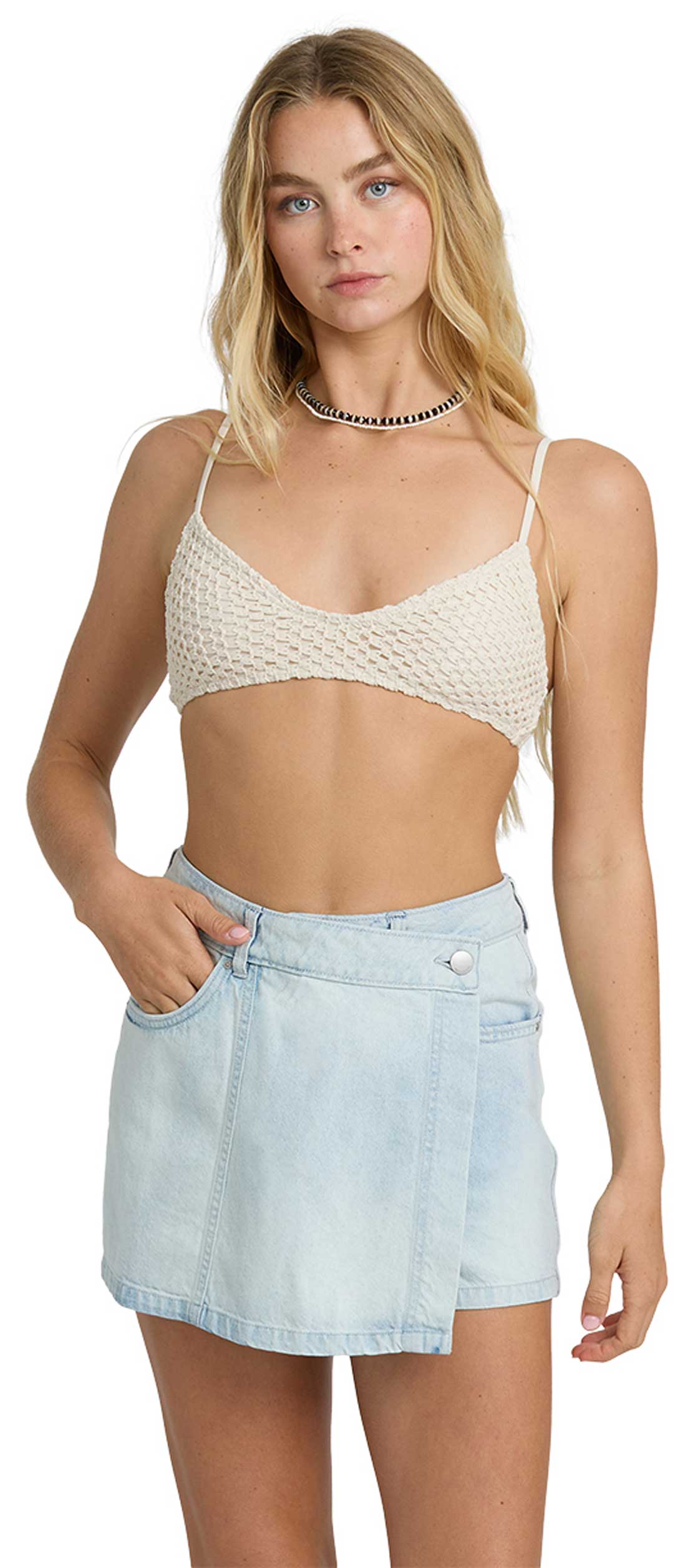 Billabong Jade Saltwashed Denim Skort - Blue Mist