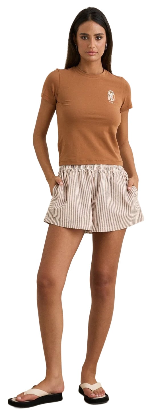 Rhythm Valley Stripe Women's Shorts - Tan – alternate view 1