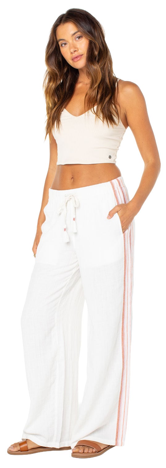 Roxy Fiesta Sieista Women's Pants - Cloud Dancer Cayo Cocoa Stripe – alternate view 1