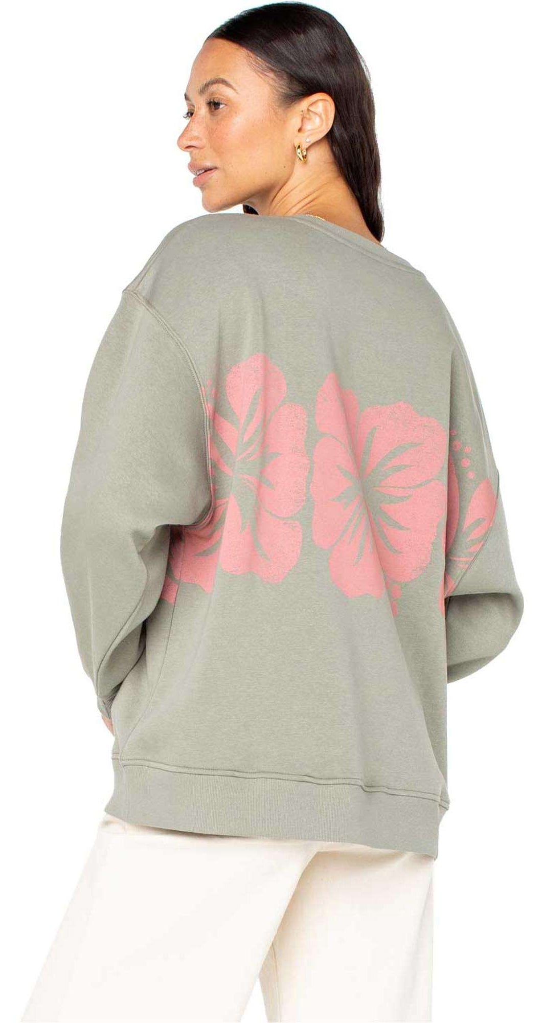 Roxy Morning Hike Pullover Sweatshirt - Green – back view