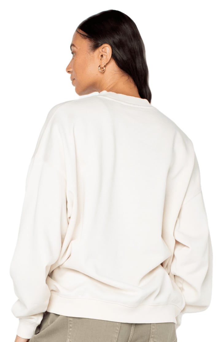 Roxy Lineup Oversized Crew Sweatshirt - Egret Hibiscus Spray – back view