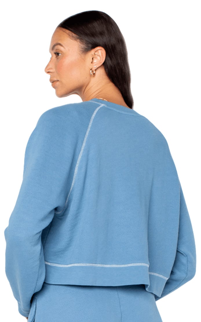 Roxy Golden Hour Pullover Sweatshirt - Captains Blue Solid – back view
