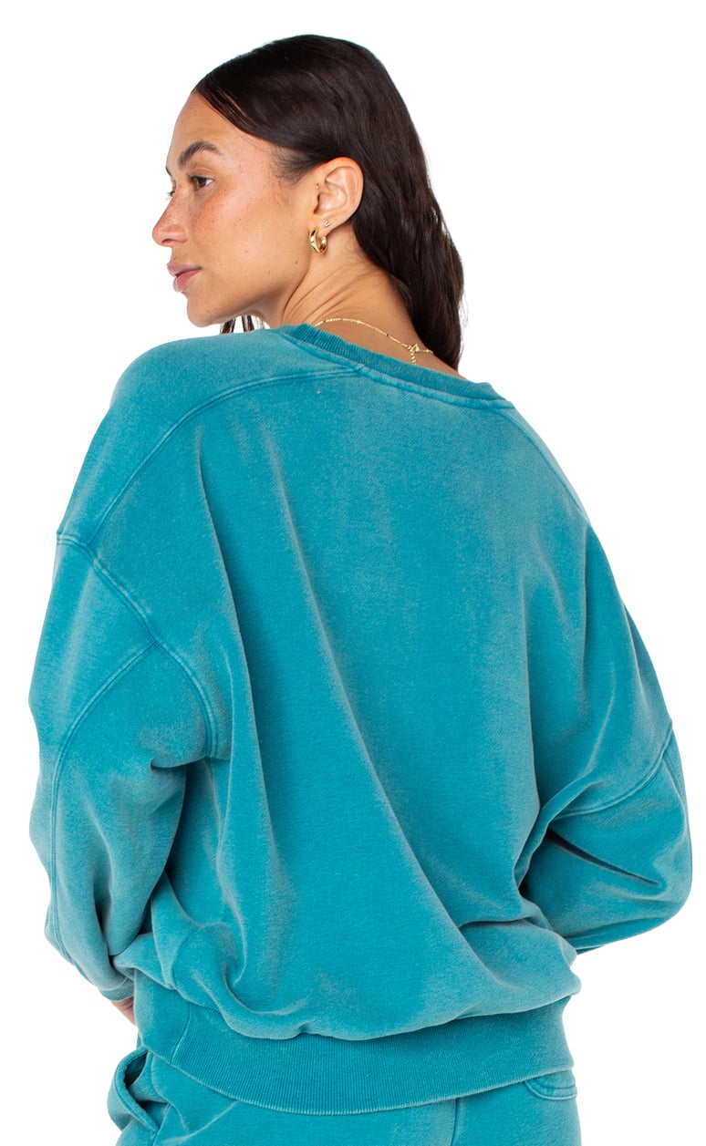 Roxy Oasis Haze Pullover Sweatshirt - Deep Lagoon Vintage Wash – back view