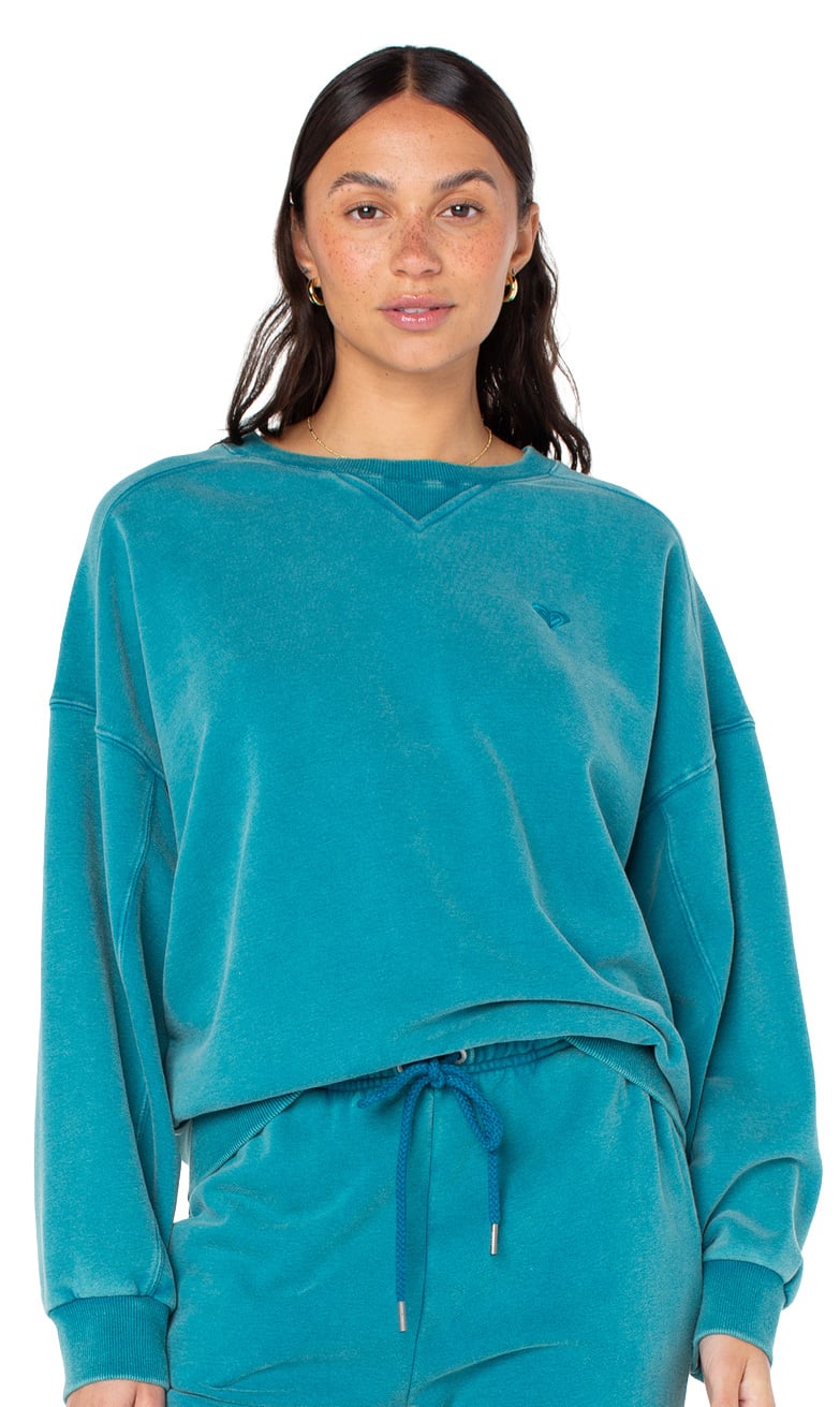 Roxy Oasis Haze Pullover Sweatshirt - Deep Lagoon Vintage Wash