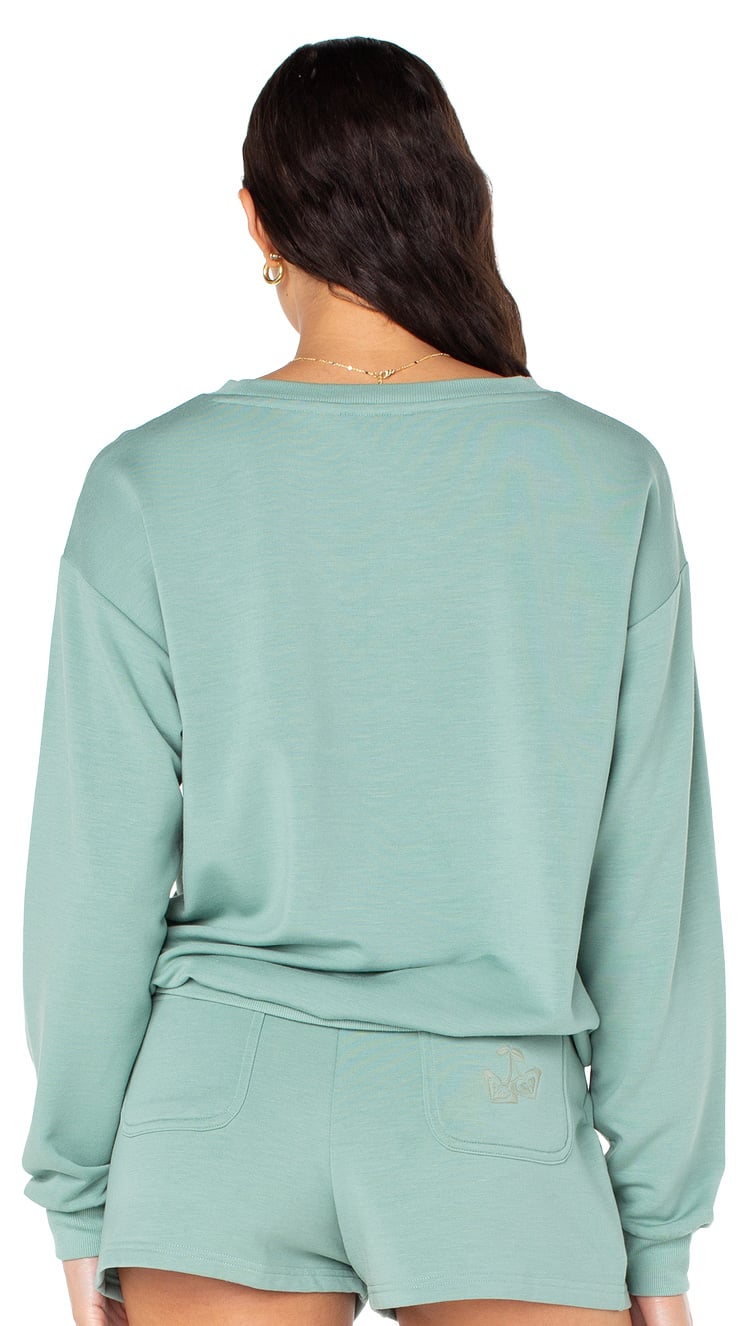 Roxy Surfing By Moonlight Pullover Sweatshirt - Granite Green – back view
