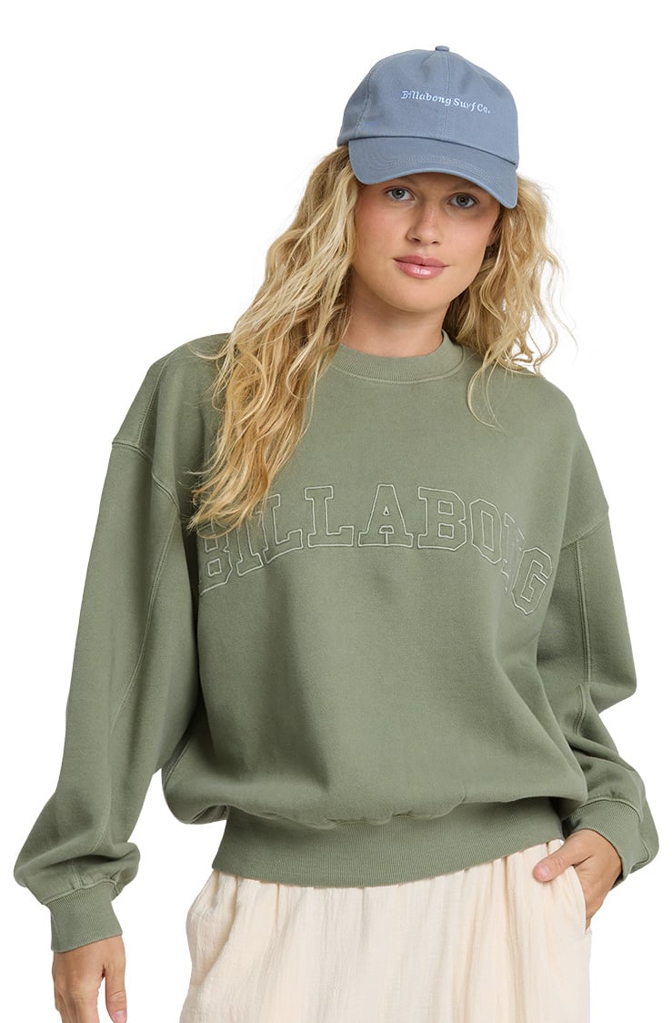Billabong Vibes Kendal Women's Crew Sweatshirt - Army Green
