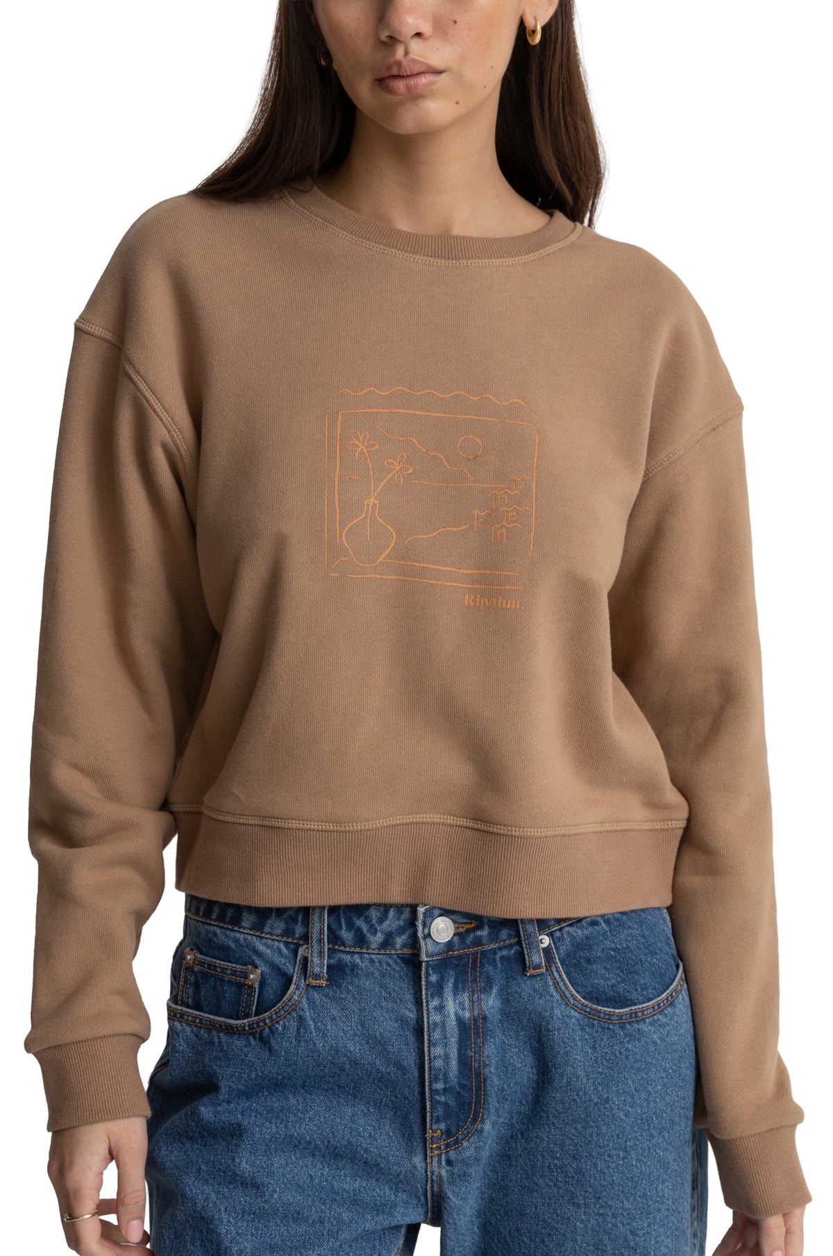 Rhythm Views Fleece Crew Sweatshirt - Caramel