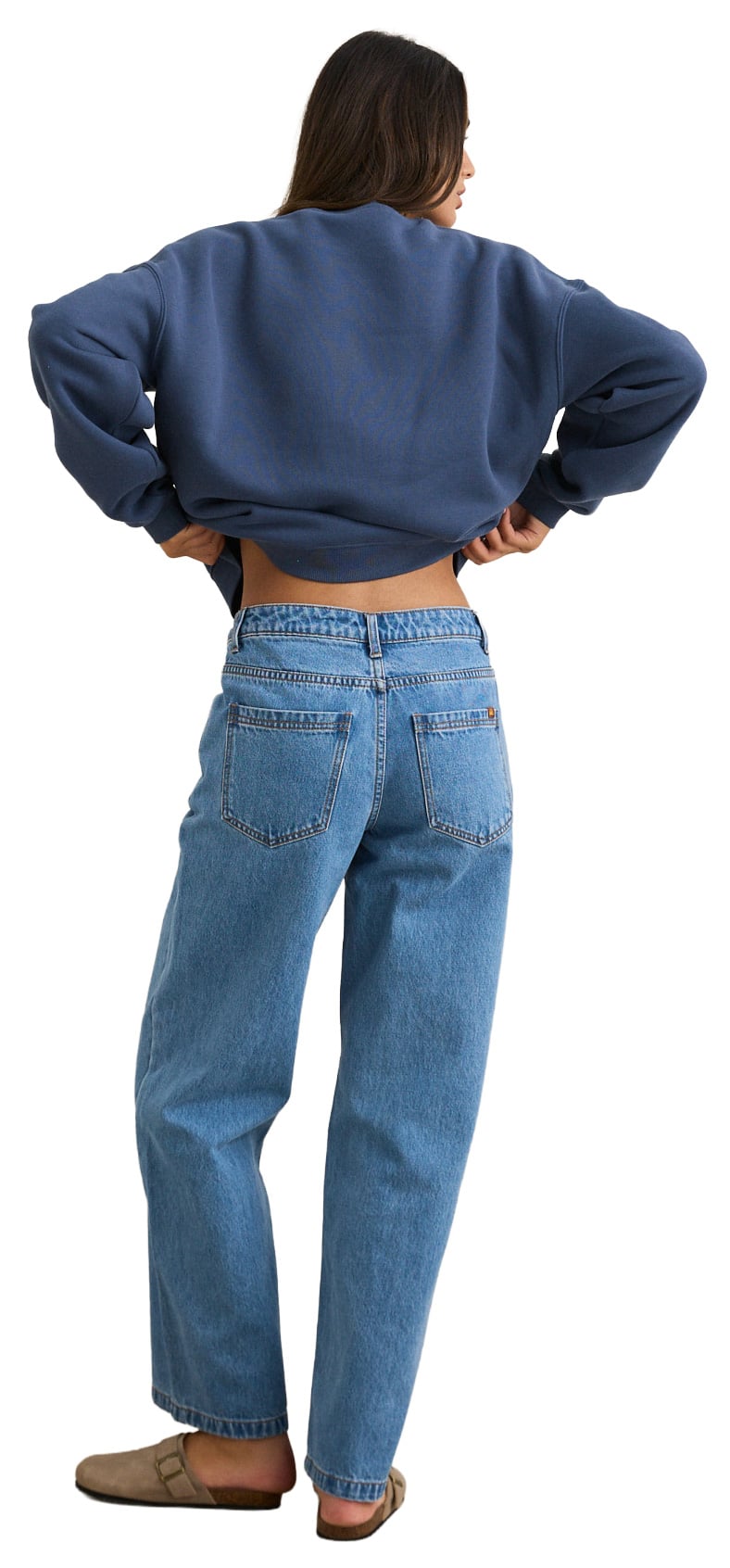 Rhythm Crew Neck Women's Fleece Sweatshirt - Indigo – back view