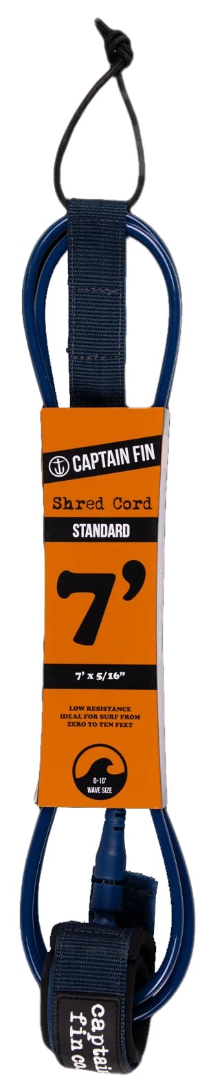 Captain Fin Shred Cord Standard Surfboard Leash - Navy