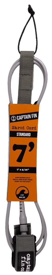 Captain Fin Shred Cord Standard Surfboard Leash - Grey