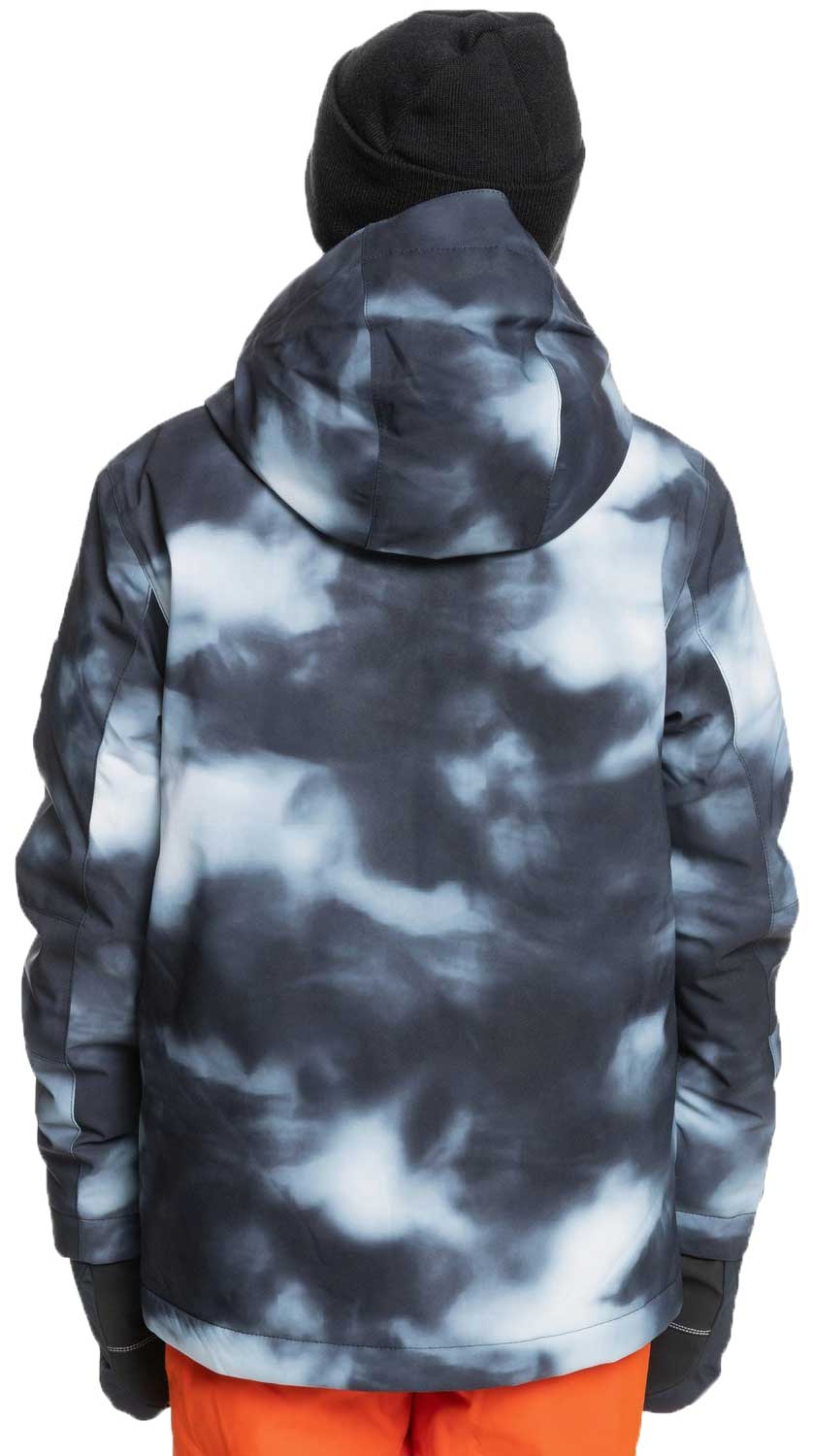 Quiksilver Boy's Mission Printed Snow Jacket - Black Particul, back view