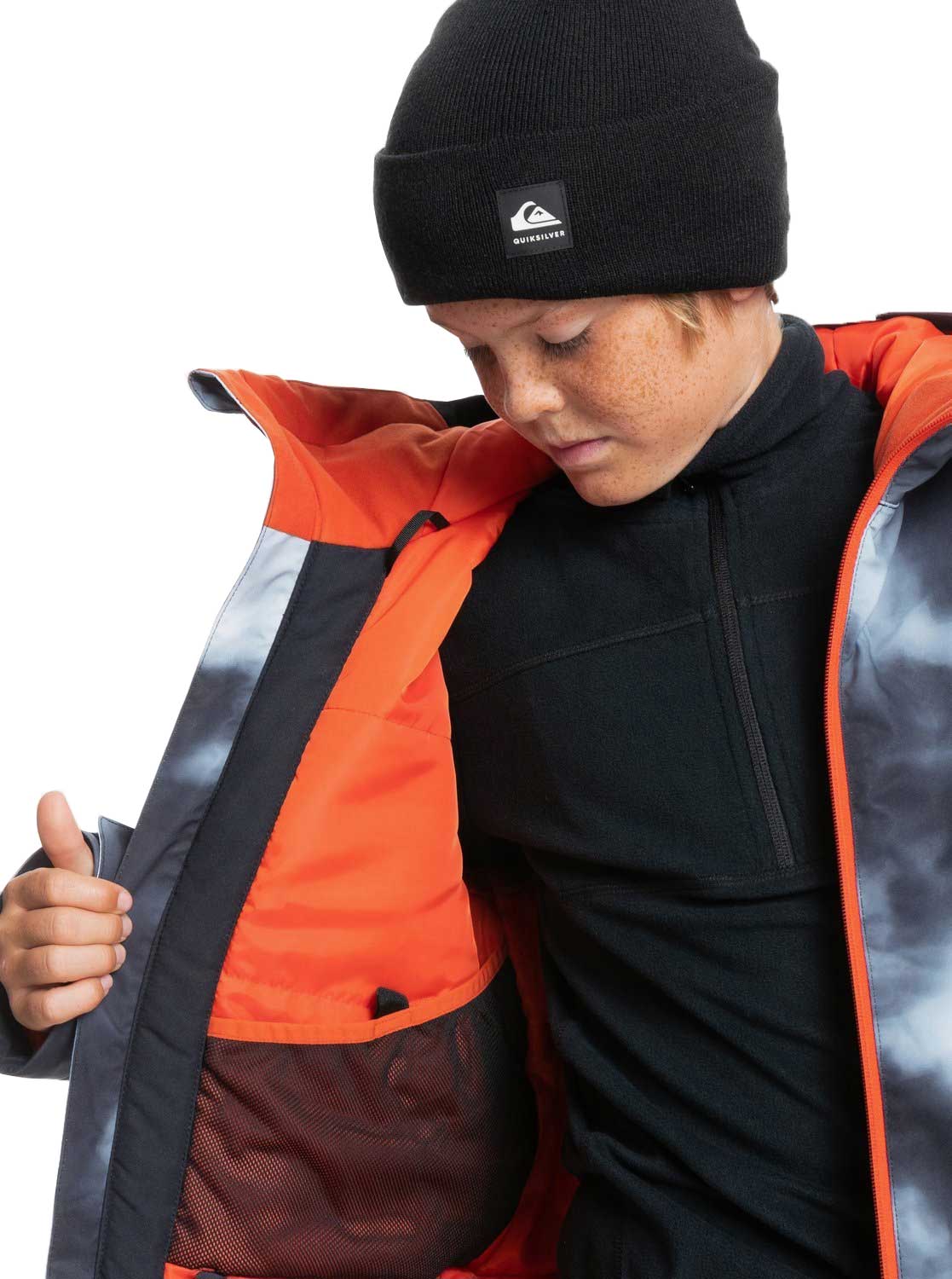 Quiksilver Boy's Mission Printed Snow Jacket - Black Particul, alternate view 2