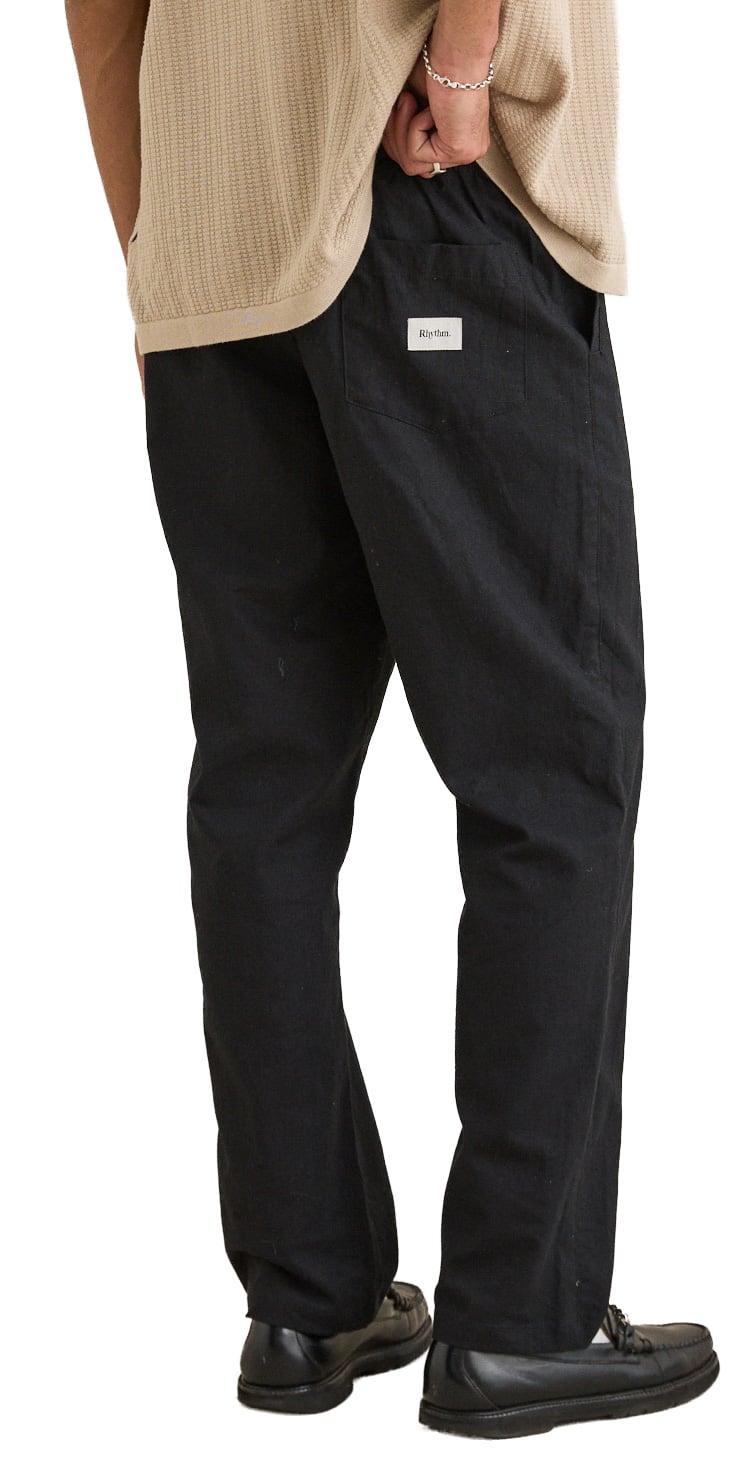Rhythm Linen Jam Pants - Black – back view
