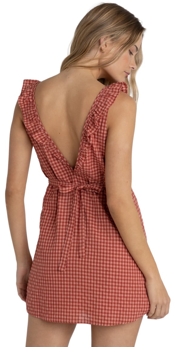 Rhythm Lola Check Ruffle Women's Mini Dress - Red – back view