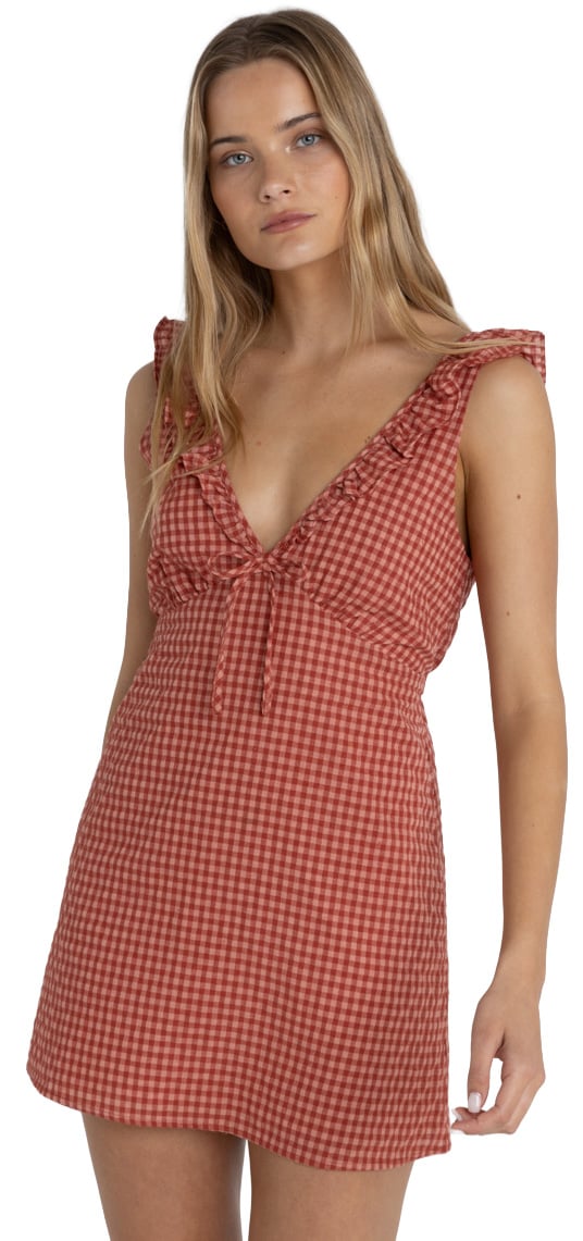 Rhythm Lola Check Ruffle Women's Mini Dress - Red