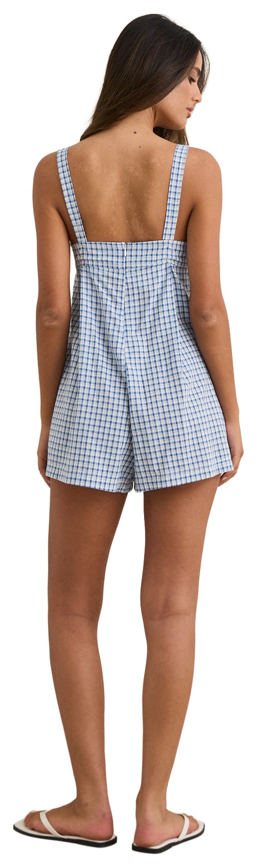 Rhythm Lola Check Romper - Blue – back view