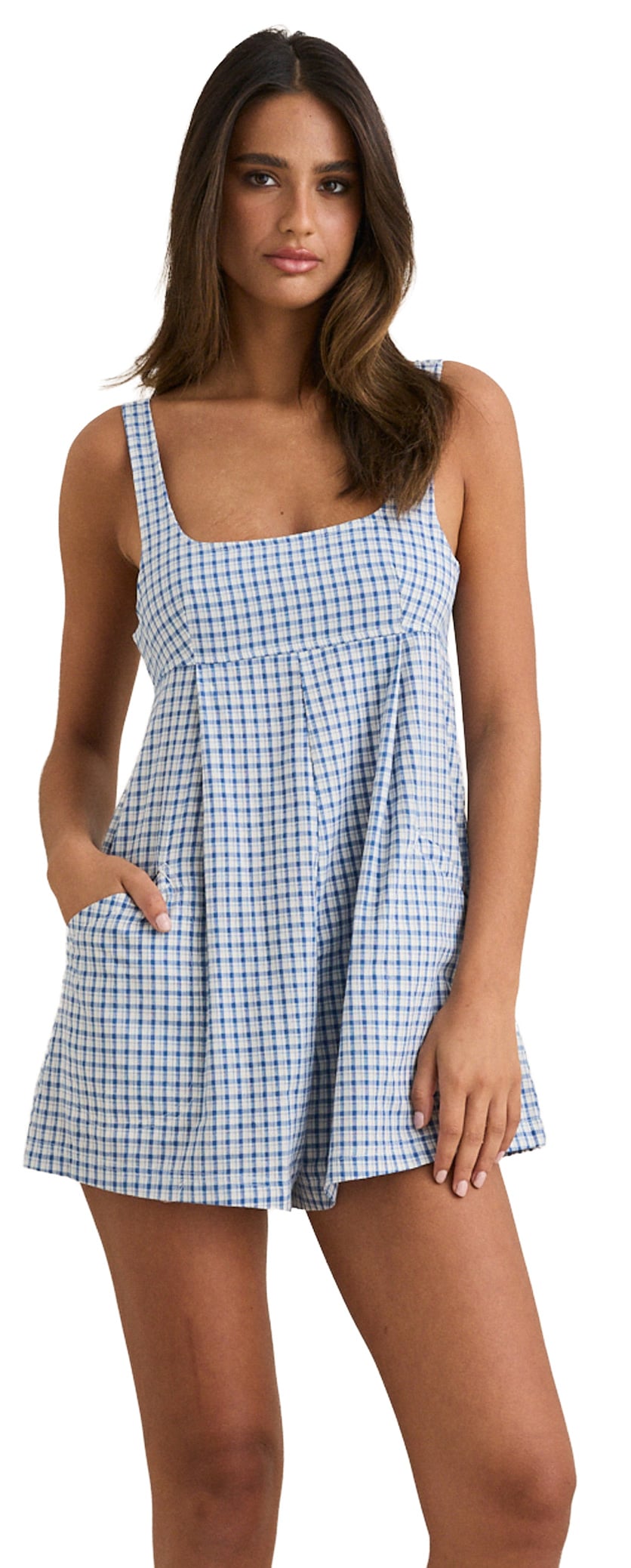 Rhythm Lola Check Romper - Blue