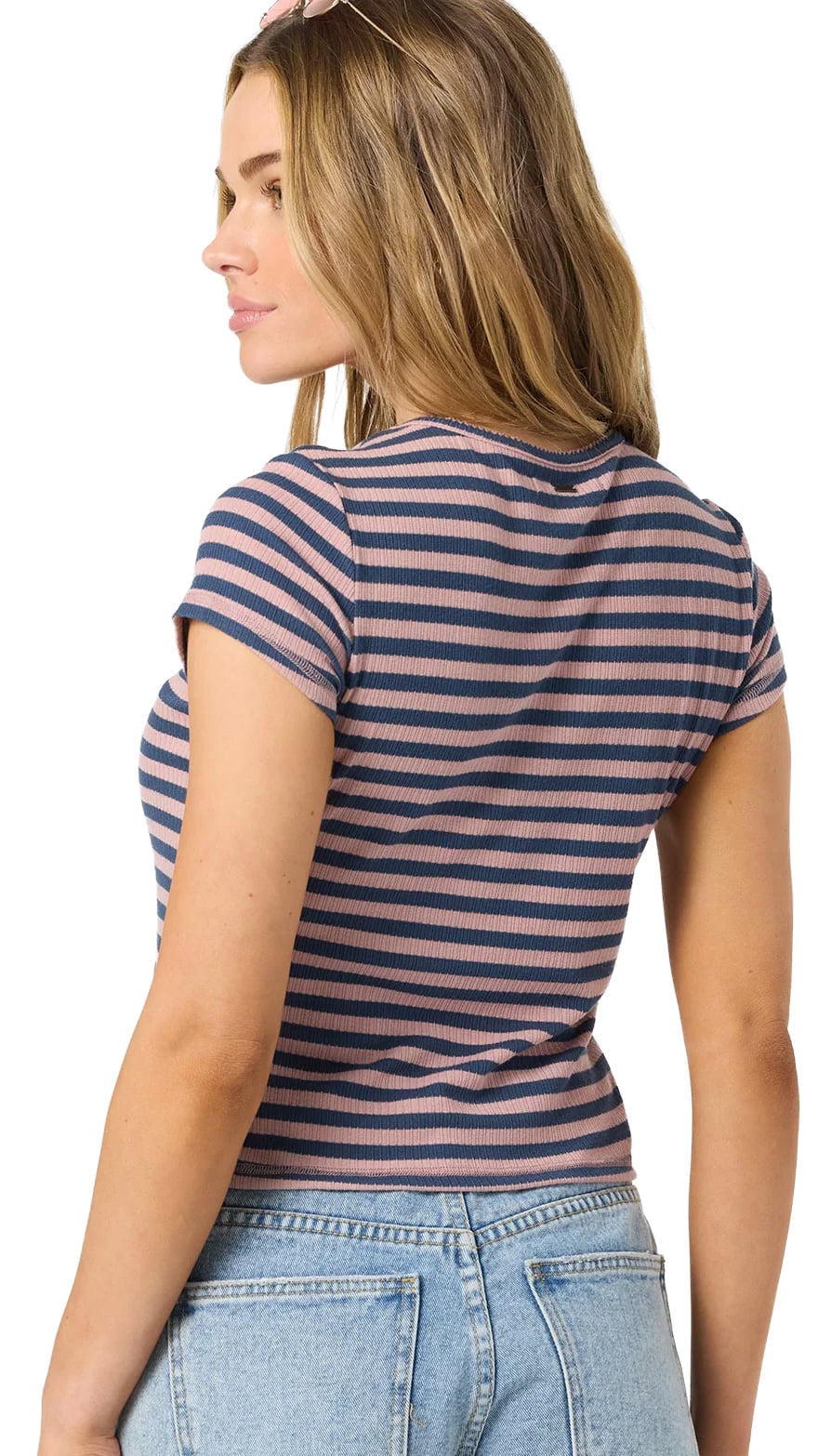 O'Neill O'Riginals Yarn Dye Women's Baby Tee - Deauville Mauve – back view