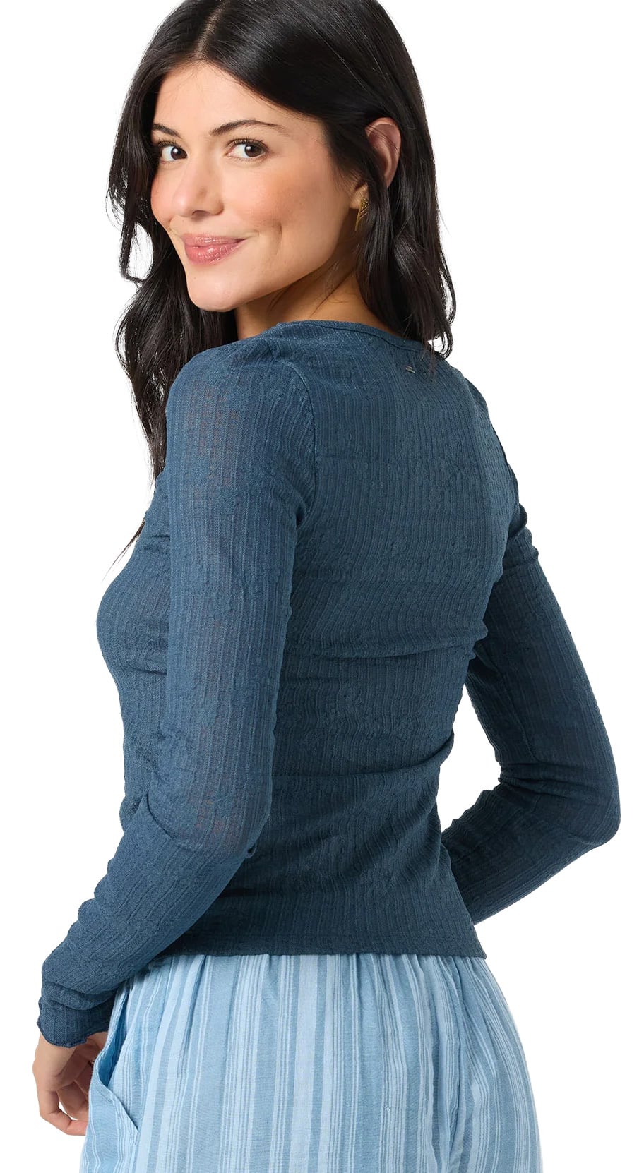 O'Neill Marliz Lace Long Sleeve Women's Top - Slate – back view