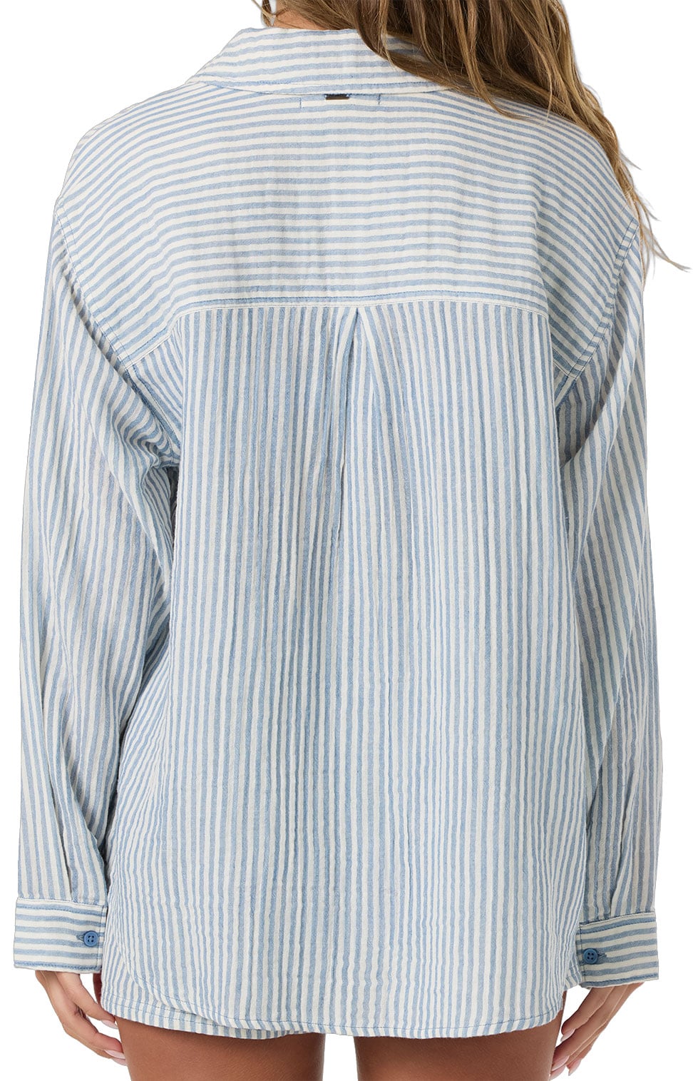 O'Neill Leni Stripe Relaxed Women's Long Sleeve Shirt - Tofu – back view