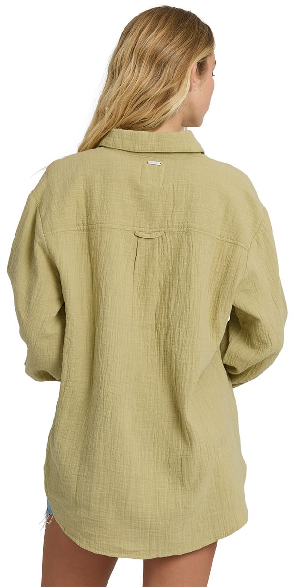 Billabong Wanderer Solid LS Woven Top - Cactus – back view