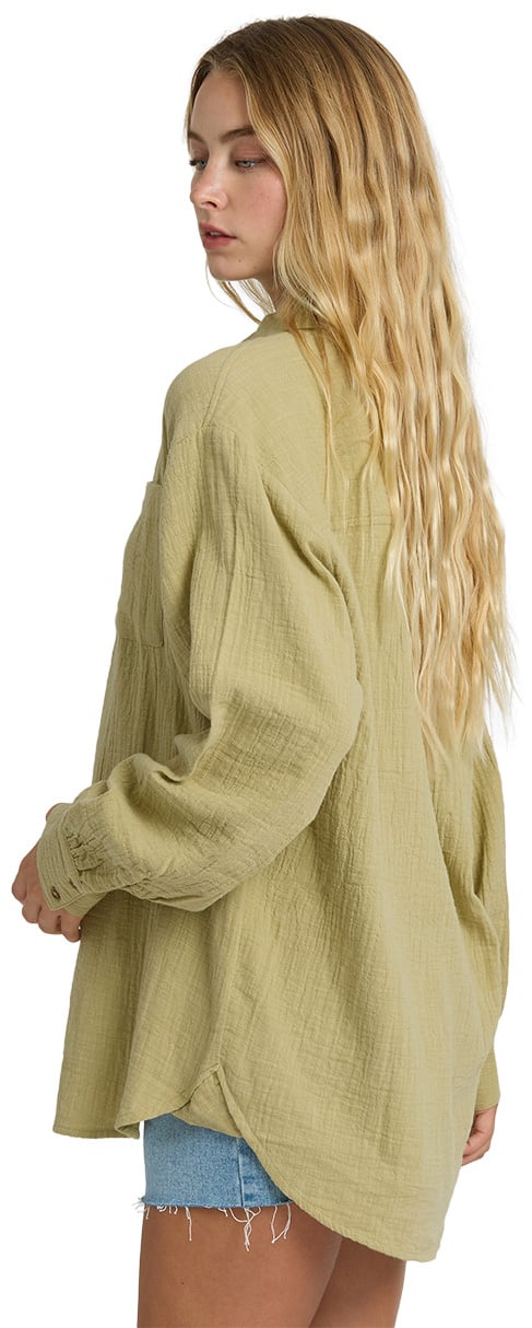 Billabong Wanderer Solid LS Woven Top - Cactus – alternate view 1