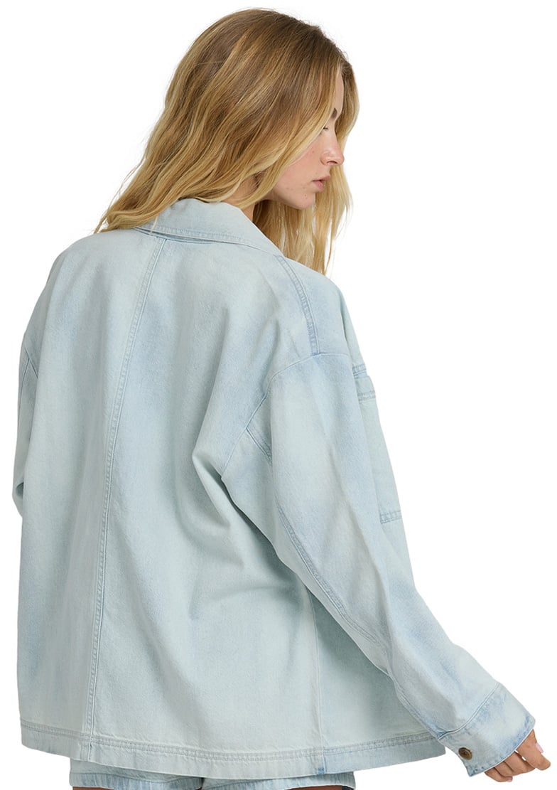 Billabong Jade Saltwashed LS Woven Top - Blue Mist – back view