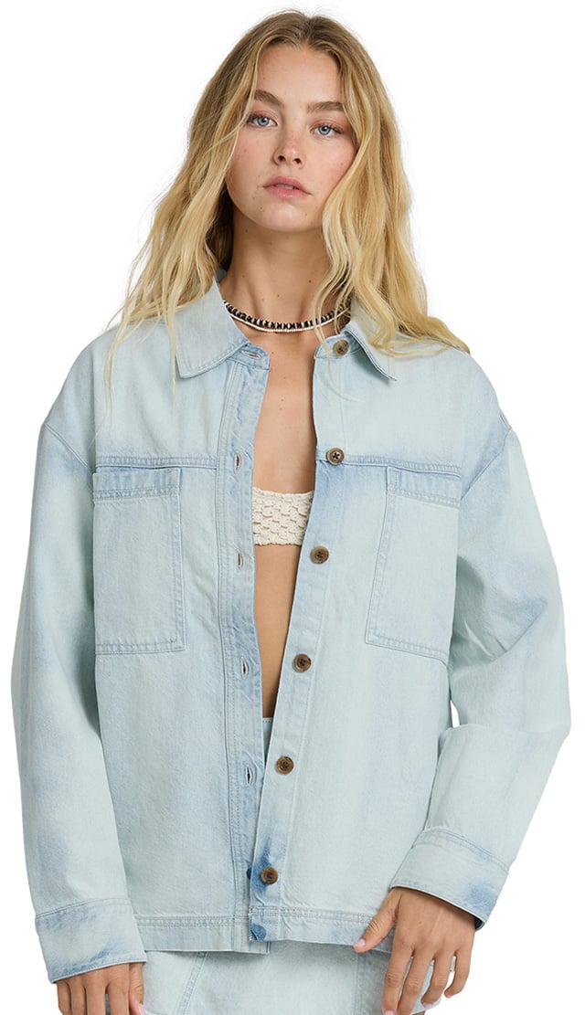 Billabong Jade Saltwashed LS Woven Top - Blue Mist