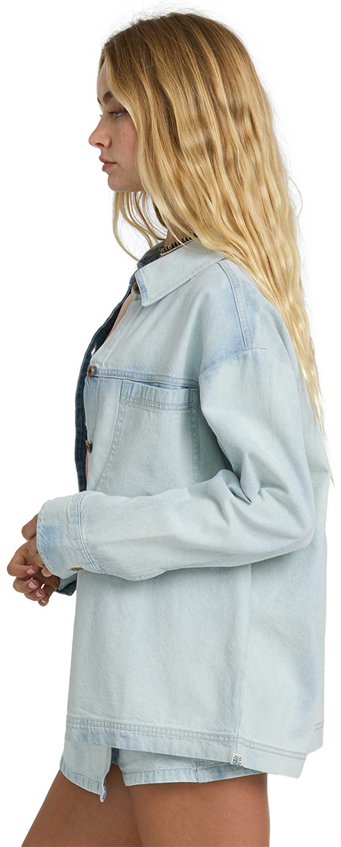 Billabong Jade Saltwashed Woven Denim Shacket - Blue Mist – alternate view 1