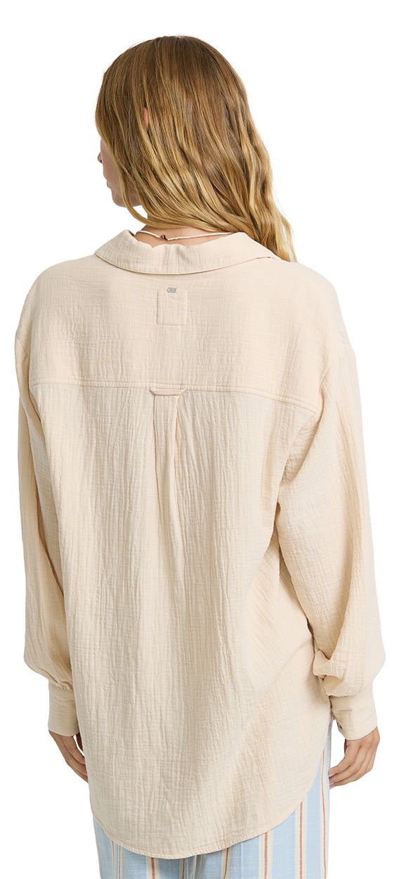 Billabong Wanderer Solid Women's Long Sleeve Woven Top - Dove – back view