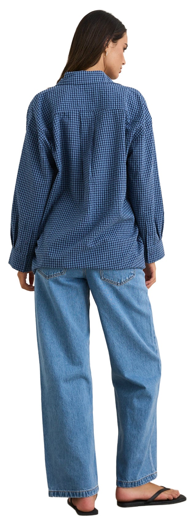 Rhythm Serene Oversized Women's Long Sleeve Top - Indigo – back view