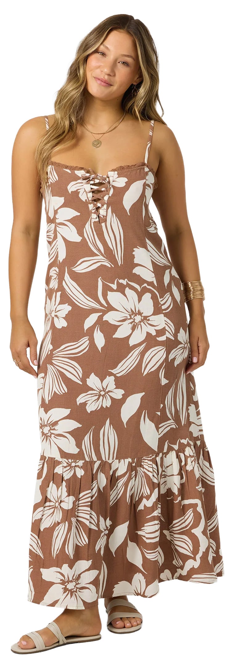 O'Neill Tasmin Floral Women's Midi Dress - Carob Brown