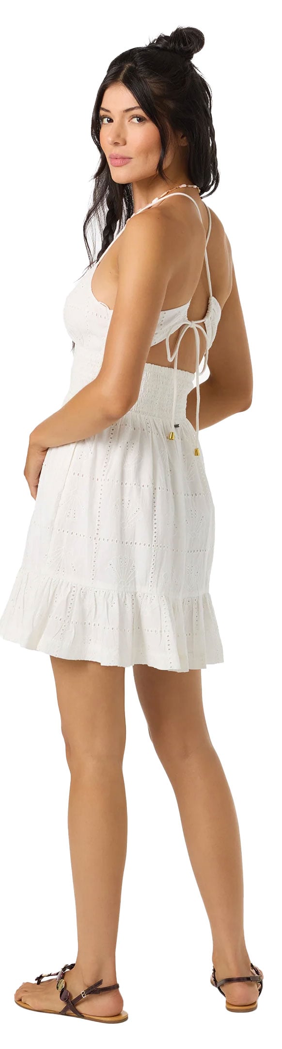 O'Neill Women's Adelaide Mini Dress - Schiffli Smocked Waist, White – alternate view 2