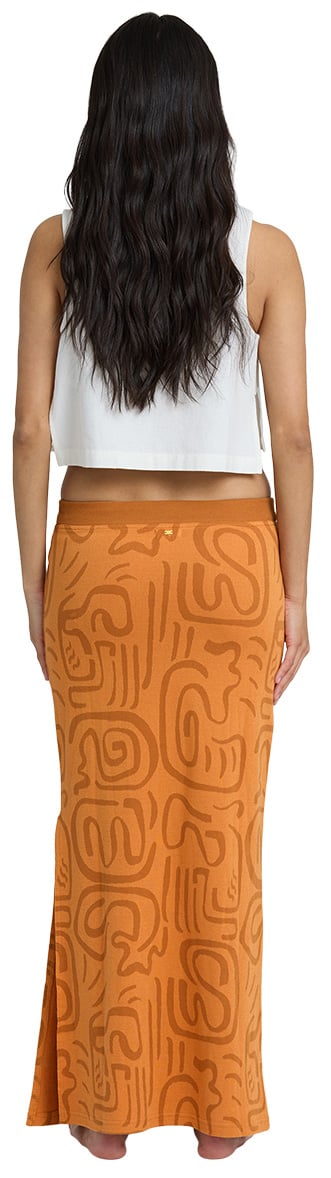 Billabong Embers Knit Women's Midi Skirt - Tangerine – back view