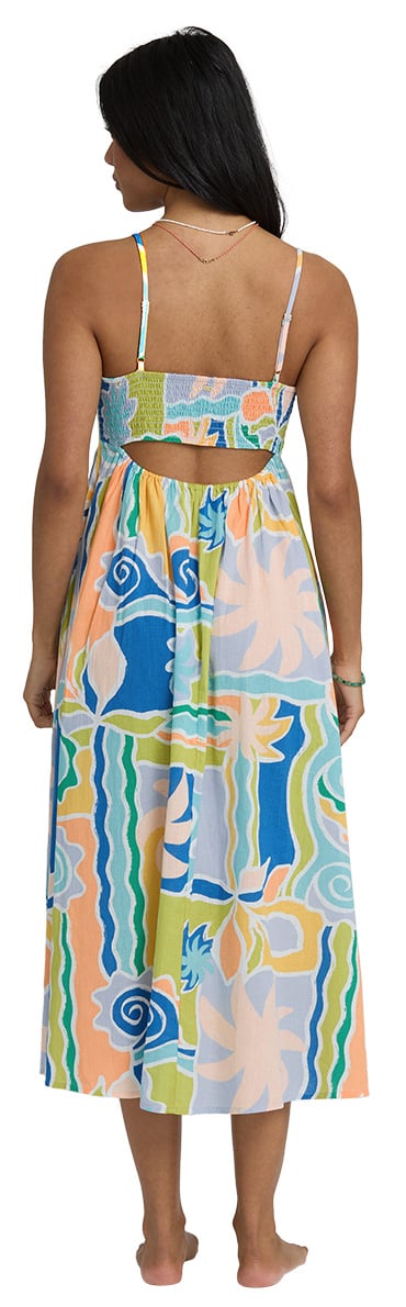 Billabong Island Life Women's Midi Dress - Blue Multi – back view