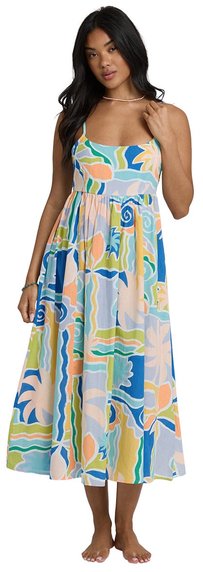 Billabong Island Life Women's Midi Dress - Blue Multi