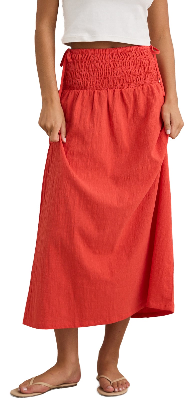 Rhythm Alana Tie Side Women's Maxi Skirt - Red