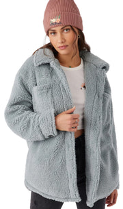 O'Neill Heath High Pile Oversized Fleece Women's Jacket - Silver Blue