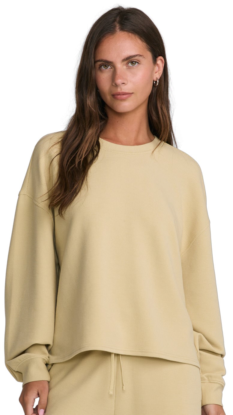 RVCA Glory Waffle Pullover Women's Sweatshirt - Vintage Khaki